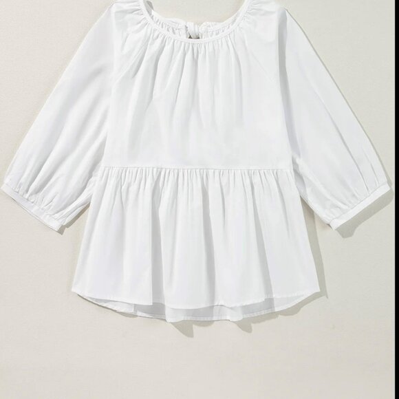 Boutique Quarter sleeve cotton | 3 knotted Bow Peplum top size M - Picture 5 of 6